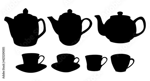 Silhouette Tea Cup Set Vector Design