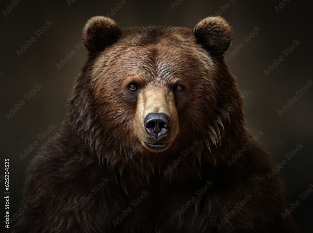 Ursus Portrait, A Majestic Illustration of a Dangerous Grizzly Bear, Generative AI