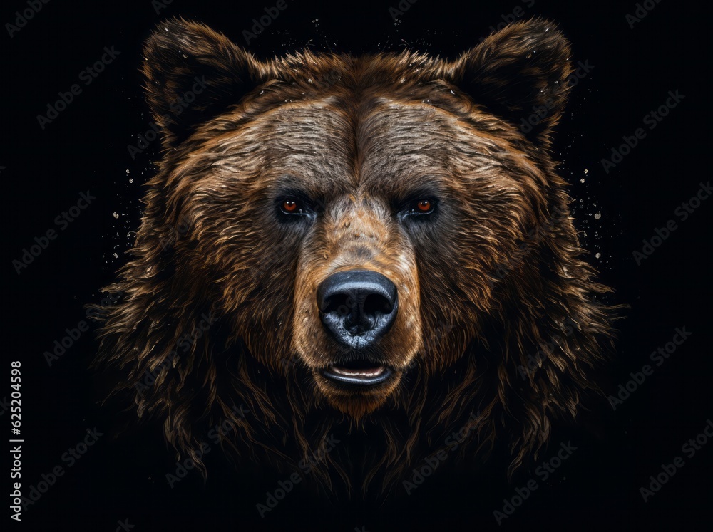 Ursus Portrait, A Majestic Illustration of a Dangerous Grizzly Bear, Generative AI Ursus Portrait, A Majestic Illustration of a Dangerous Grizzly Bear, Generative AI
