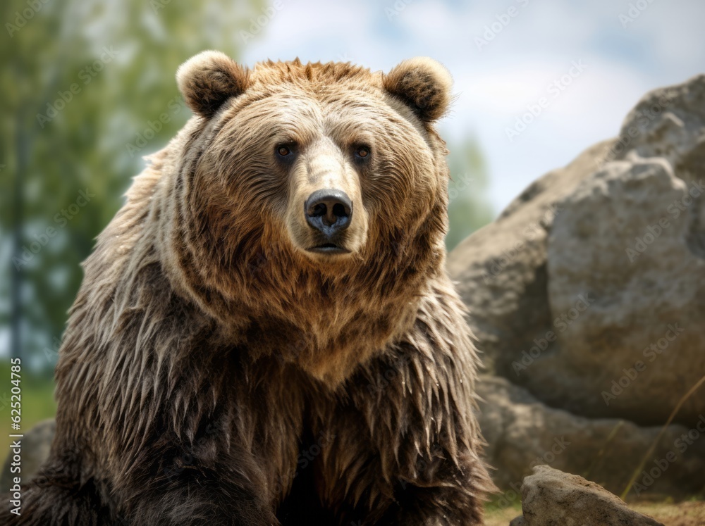 Ursus Portrait, A Majestic Illustration of a Dangerous Grizzly Bear, Generative AI Ursus Portrait, A Majestic Illustration of a Dangerous Grizzly Bear, Generative AI