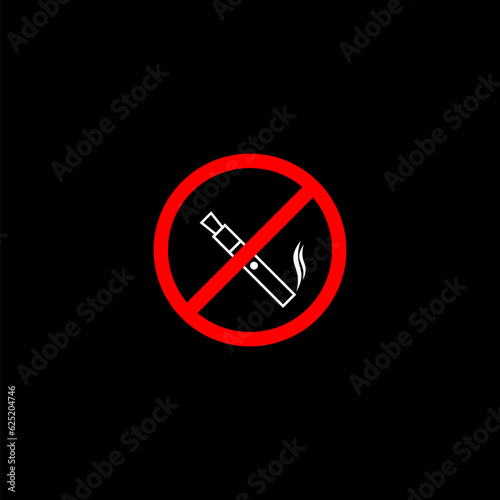 No smoking no vaping icon isolated on black background 