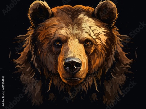 Ursus Portrait, A Majestic Illustration of a Dangerous Grizzly Bear, Generative AI