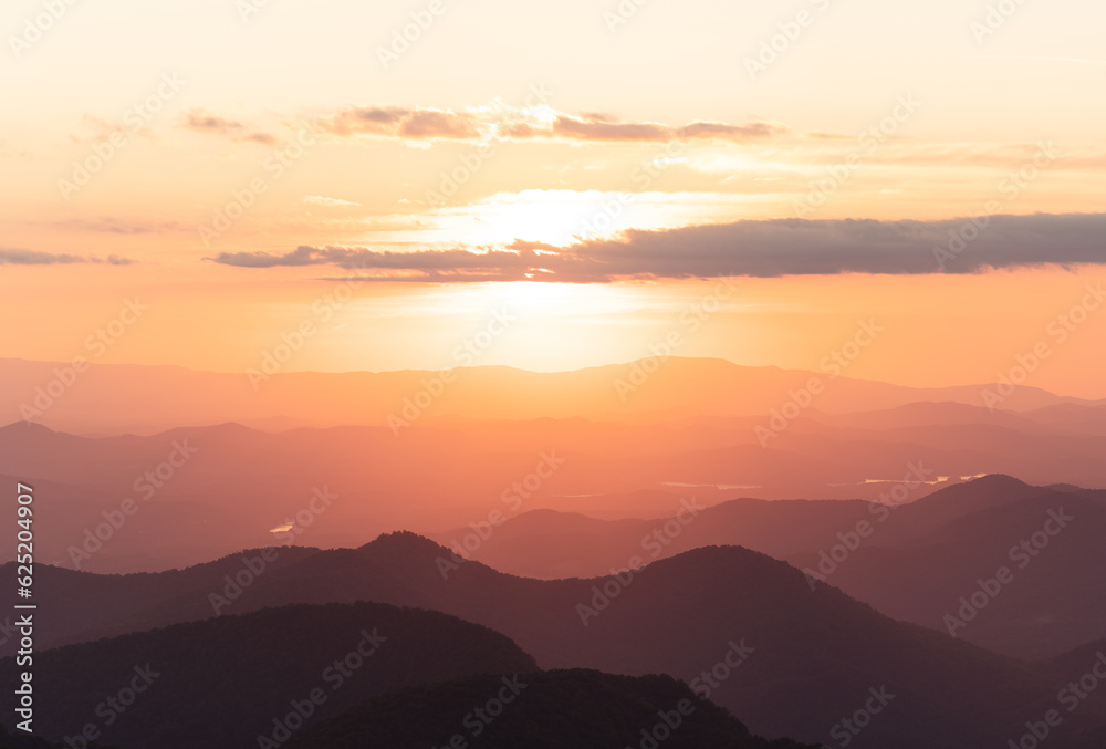 Panorama of sunset over mountains