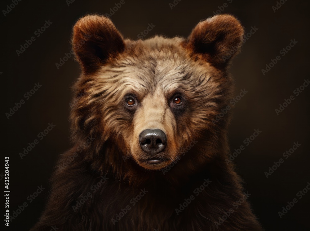 Ursus Portrait, A Majestic Illustration of a Dangerous Grizzly Bear, Generative AI Ursus Portrait, A Majestic Illustration of a Dangerous Grizzly Bear, Generative AI