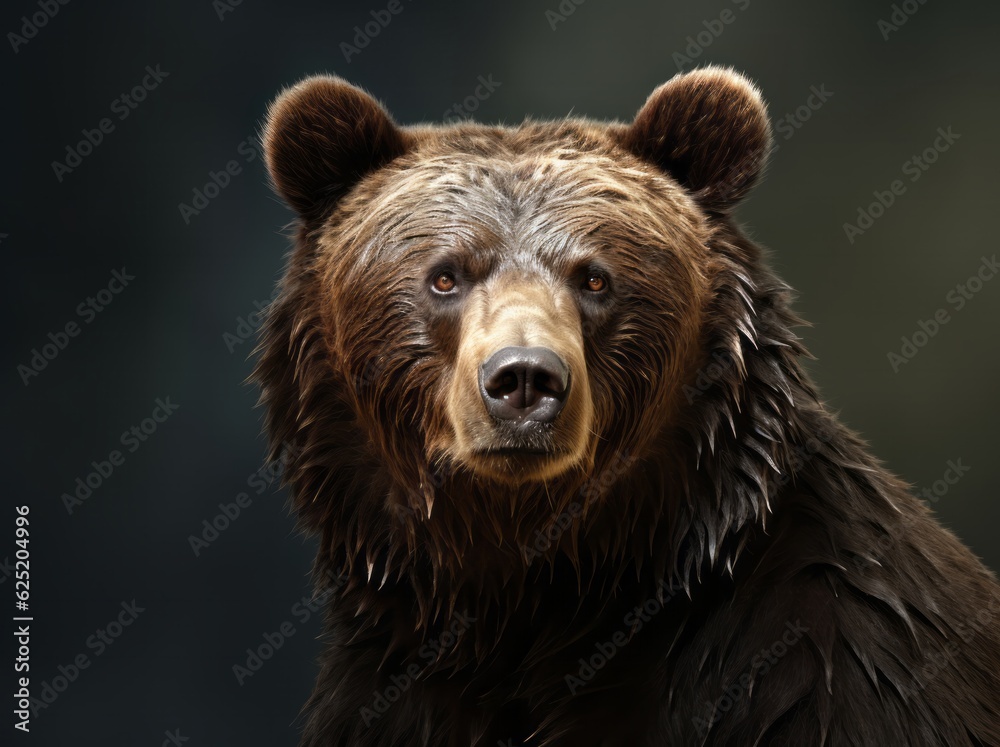 Fototapeta premium Ursus Portrait, A Majestic Illustration of a Dangerous Grizzly Bear, Generative AI