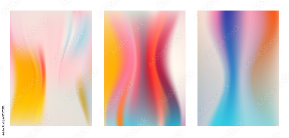 A set of abstract gradient backgrounds in pastel colors.