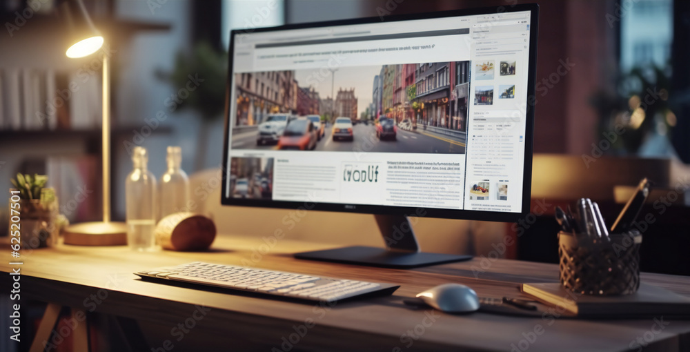 Shot of a desktop computer with the latest news web page Shot of a desktop computer with the latest news web page