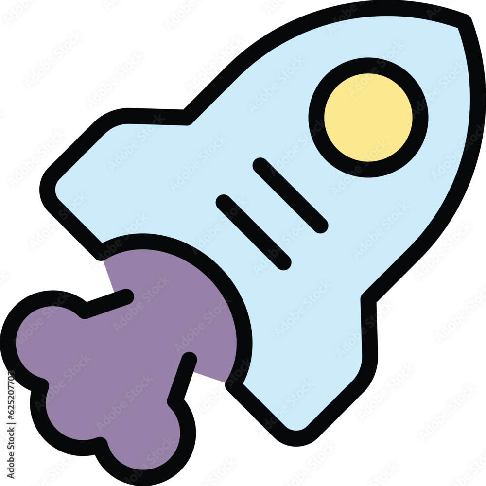 Startup rocket icon outline vector. Launch project. New rocketship color flat