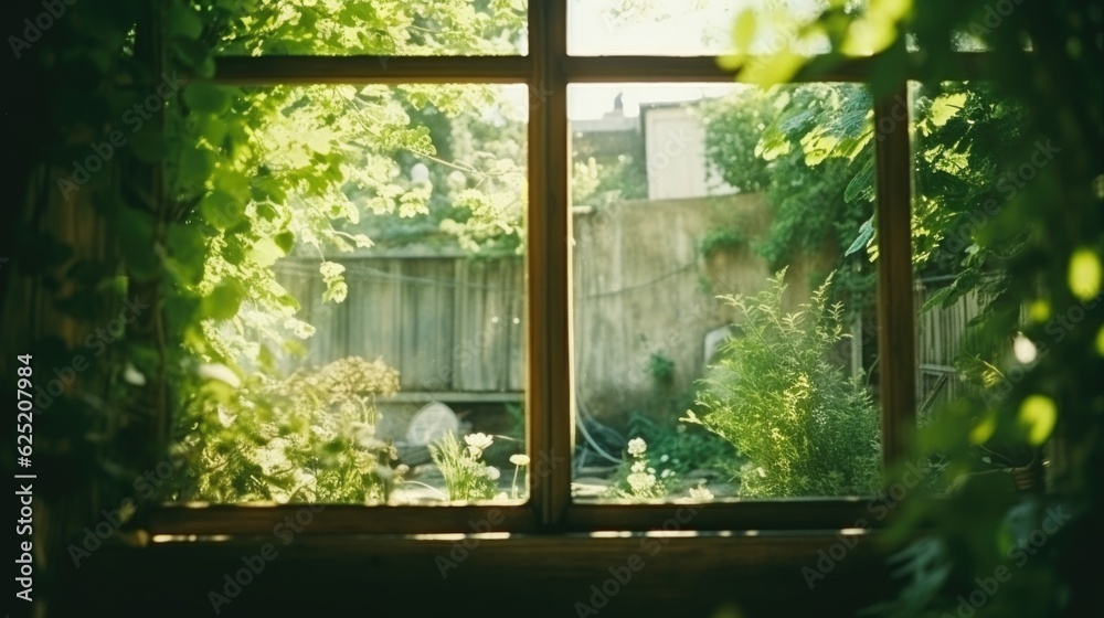Interior Shot of Window Frame during Spring Time Sunny Day generative AI. Interior Shot of Window Frame during Spring Time Sunny Day generative AI.