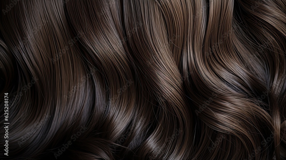 Fototapeta premium Female long dark hair in black