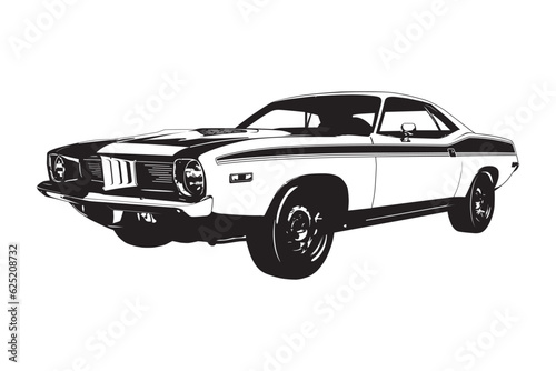 American muscle car of the 1970s silhouette vector illustration © eyewave