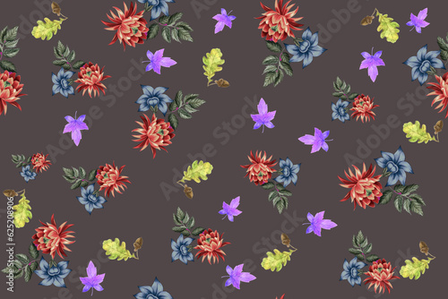 beautiful textile digital motifs bunches elements and allover designs.allower reperat