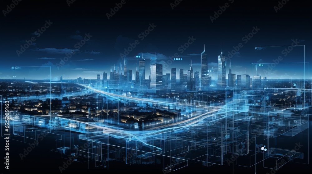 Digital city, technical, technology background 