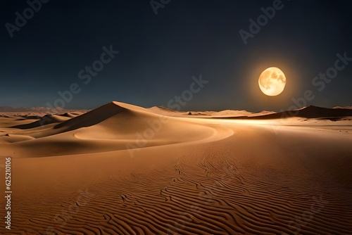 full moon in the desert generated with AI technology 