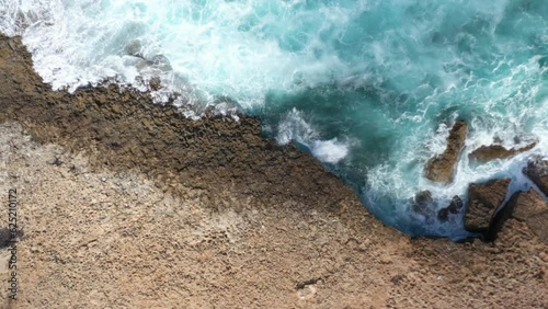 Rocky sea coast of Cyprus drone flight