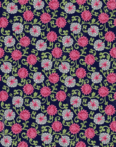 seamless vector flower and cheeks design pattern on background