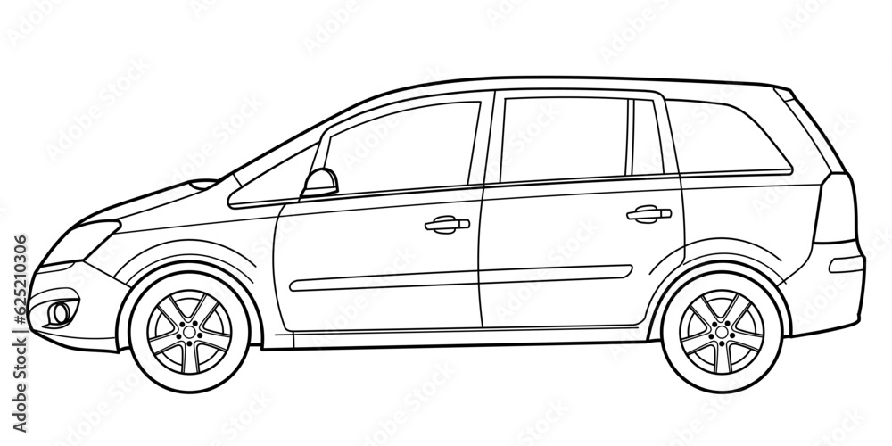 Classic minivan bus car. Side and rear view shot. Outline doodle vector illustration
Classic minivan bus car. Side and rear view shot. Outline doodle vector illustration