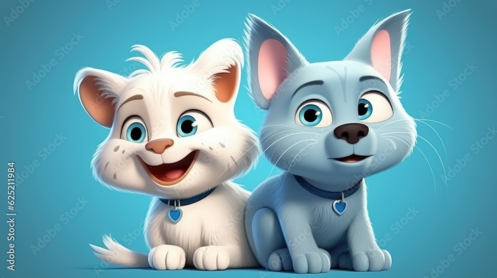 Adorable dog and cat together. Created with Generative AI. Adorable dog and cat together. Created with Generative AI.
