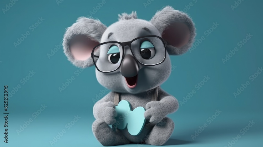 Cute happy cartoon koala holding a blank sign. Created with Generative AI. Cute happy cartoon koala holding a blank sign. Created with Generative AI.