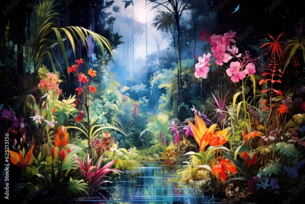 Garden of Eden or Garden of God, the Terrestrial Paradise. Genesis - obrazy, fototapety, plakaty 