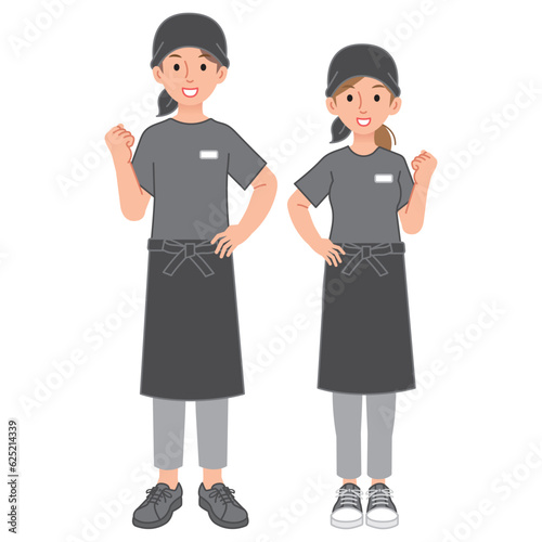 居酒屋店員の男女がガッツポーズ
Men and women of the tavern clerk fist pose
