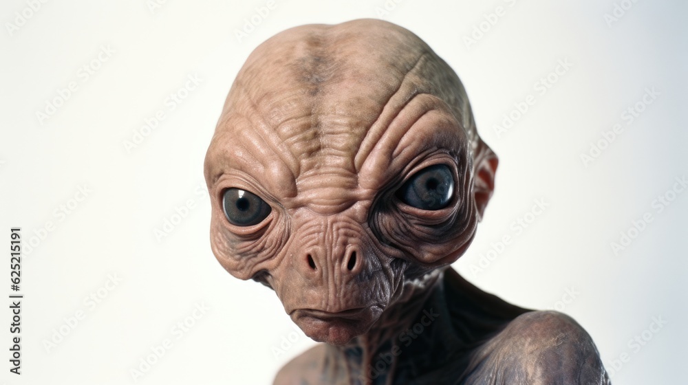 Realistic Alien on White Limbo Background generative AI. Realistic Alien on White Limbo Background generative AI.