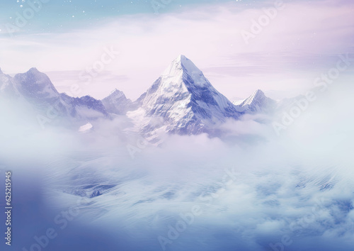 Beautiful serene mountains covered by clouds background © Zina Seletskaya