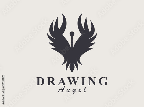 Eagle Pen Logo design vector template
