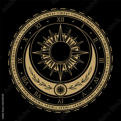 mysterious golden magical circle vector design