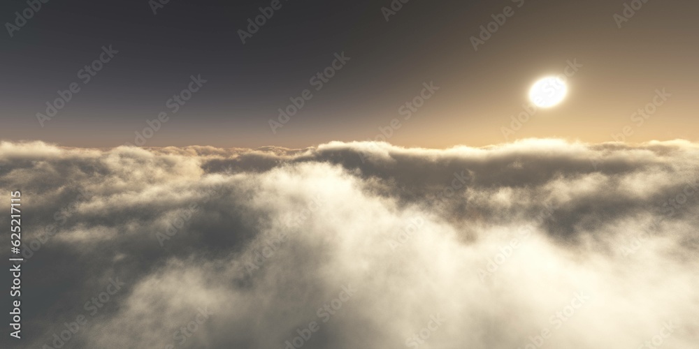 Obraz premium Sky panorama with clouds at sunset top view, 3d rendering