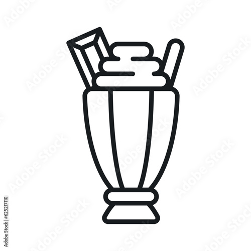 Glass of chocolate milkshake icon, Delicious chocolate sundae vector