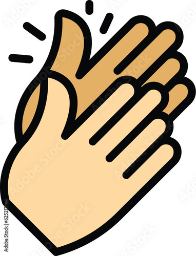 Culture handclap icon outline vector. Applause hand clap. People encourage color flat