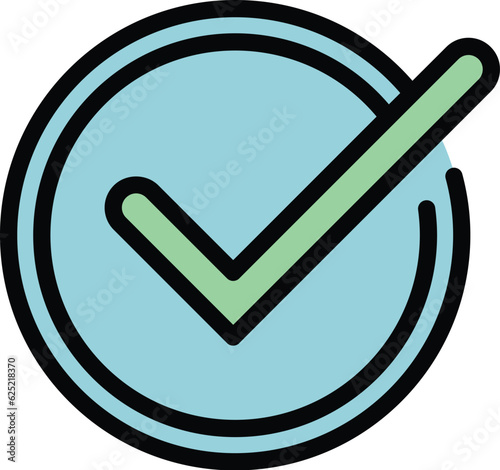 Voting tick icon outline vector. Ballot vote. Election poll color flat
