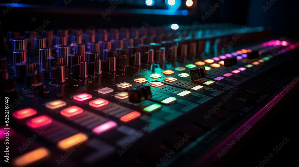  sound mixer control, equipment for sound mixer control, electornic device, 
high-precision and long-stroke faders ,faders and sliders, Generative AI 