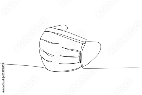 Medical mask, protection, hygiene, sterility, medical supplies, equipment one line art. Continuous line drawing of medication, clinical, disposable, tool, surgery, pandemic, virus