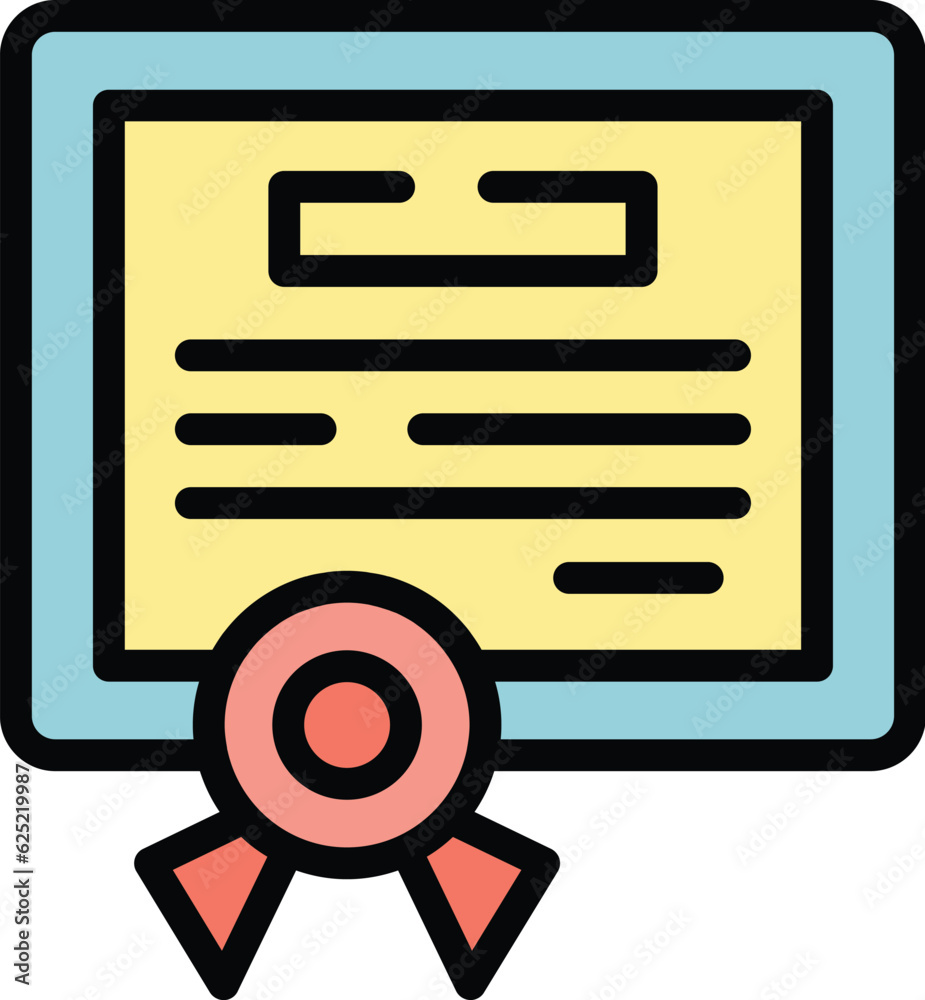 School diploma icon outline vector. Student graduate. College certificate color flat School diploma icon outline vector. Student graduate. College certificate color flat