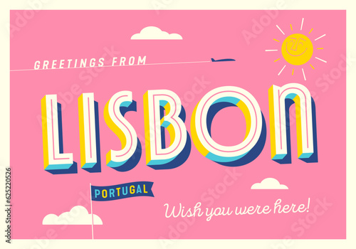 Greetings from Lisbon, Portugal - Wish you were here! - Touristic Postcard.