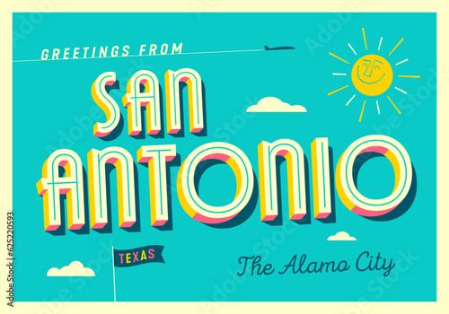 Greetings from San Antonio, Texas, USA - The Alamo city - Wish you were here! - Touristic Postcard. photo