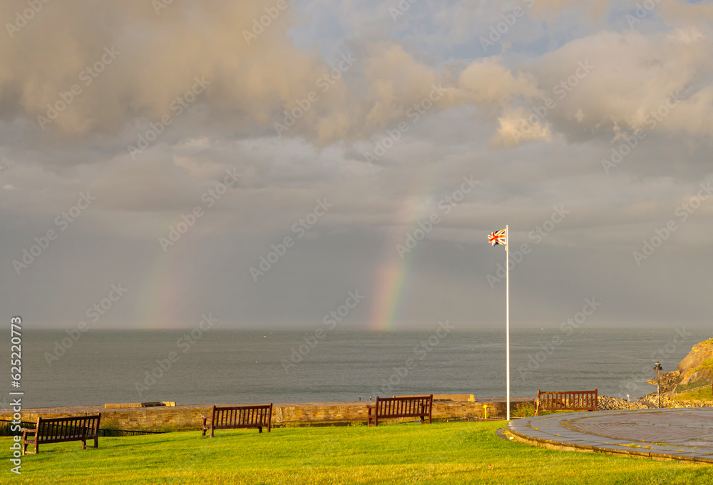 Obraz premium Rainbow and flag.