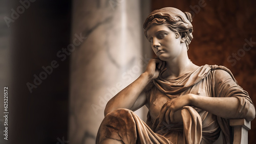 Close-up of Ancient Roman Maiden Statue Digital Render