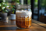 Caramel frappe coffee in the coffee shop bangkok thailand.
