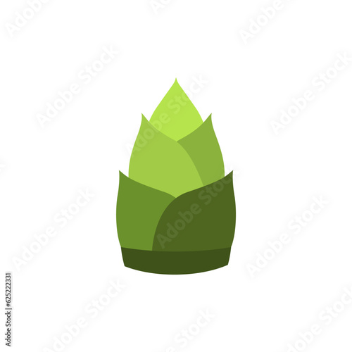 Bamboo shoots or bamboo sprouts flat design vector illustration isolated on white background