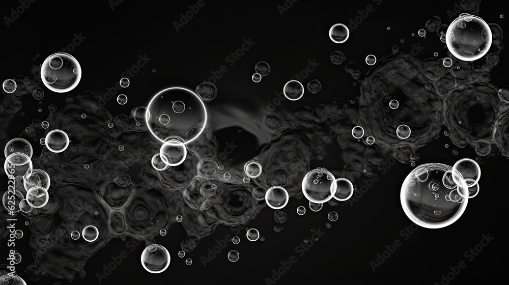 Water bubbles isolate on black background