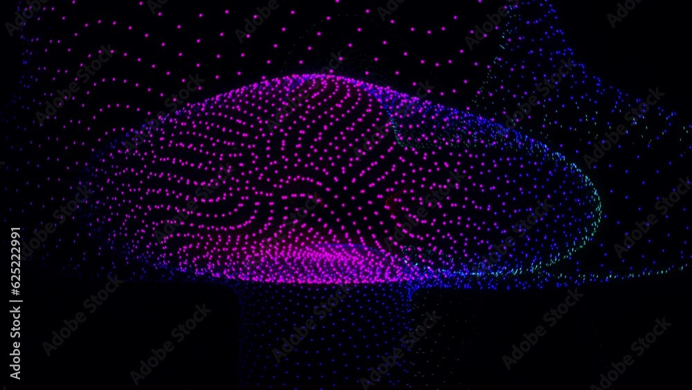 3D animation of particulars in magnificent motion creating amorphous shapes, with spherical oscillation effects, 4K abstract background of future shape