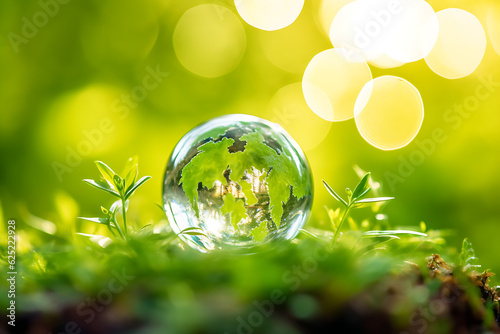 Green Earth Orb  Ecology Digital Concept Render