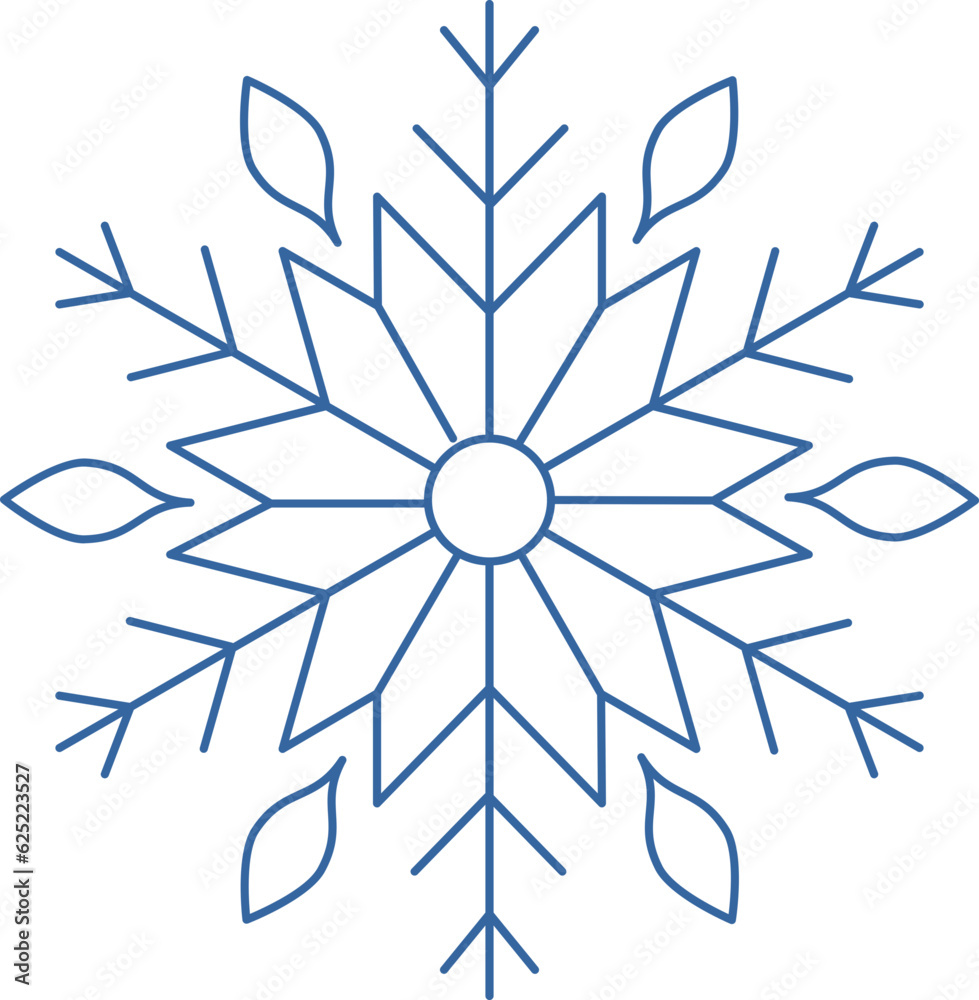 Obraz premium Blue geometric linear snowflake icon