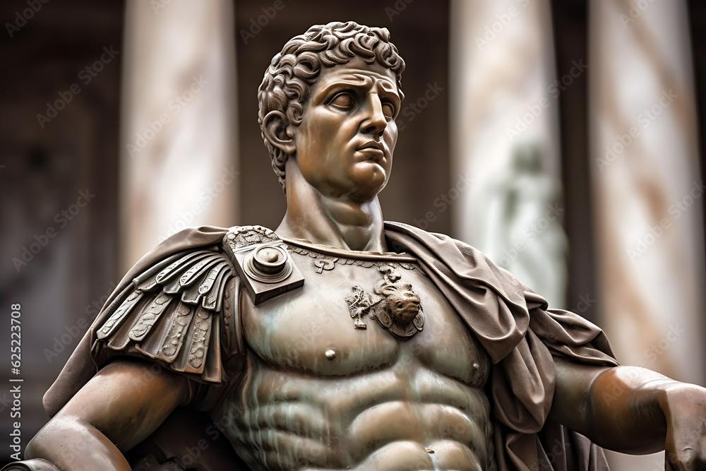 Close-up of Ancient Roman Emperor Statue Digital Render Close-up of Ancient Roman Emperor Statue Digital Render