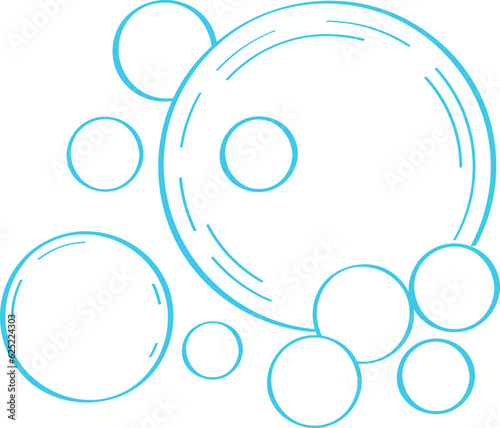 Water bubble in doodle style. Bubbles hand drawn illustration. Line water drops in sketch style. Foam drop, fizz or soda outline.