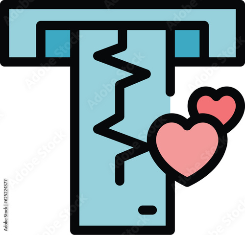 Cardiogram icon outline vector. Heartbeat ecg. Heart beat color flat