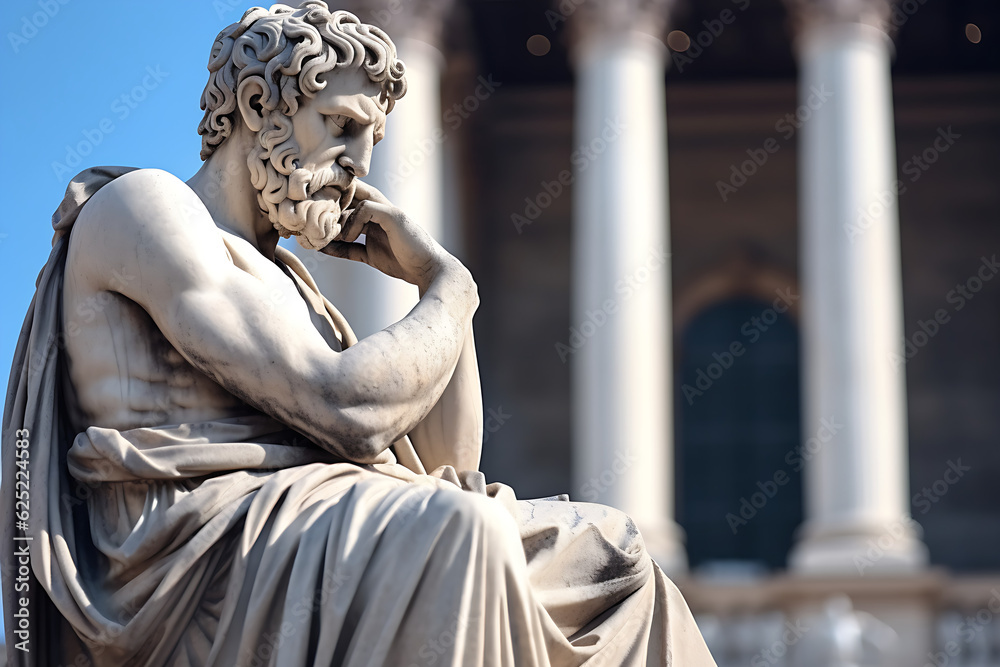 Obraz premium Statue of Ancient Greek Philosopher, Digital Render